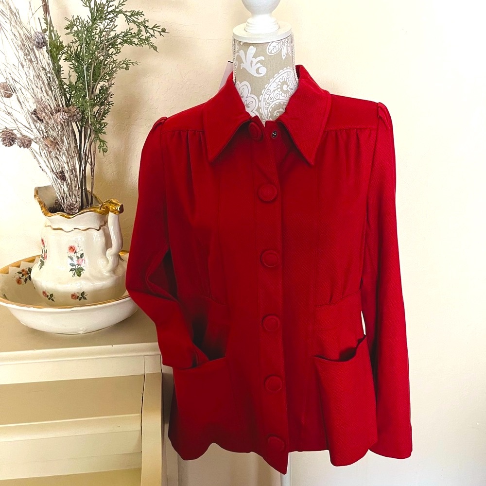CAbi Red Blazer Tailored Suit Jacket